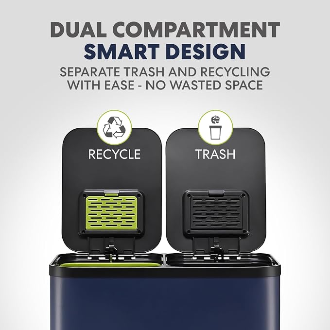 Simpli-Magic 60 Liter / 16 Gallon Rectangular Hands-Free Dual Compartment - Image 2