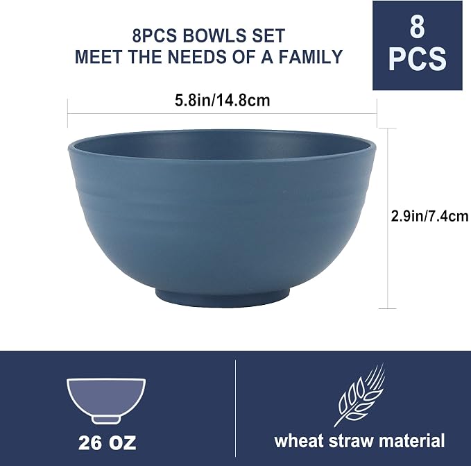 Wheat Straw Bowl Sets, Microwave and Dishwasher Safe Bowls, Bowl Sets - Image 2