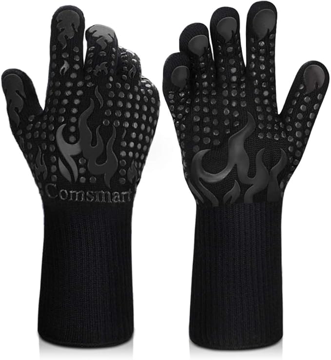 Comsmart BBQ Gloves, 1472 Degree F Heat Resistant Grilling Gloves Silicone by Comsmart