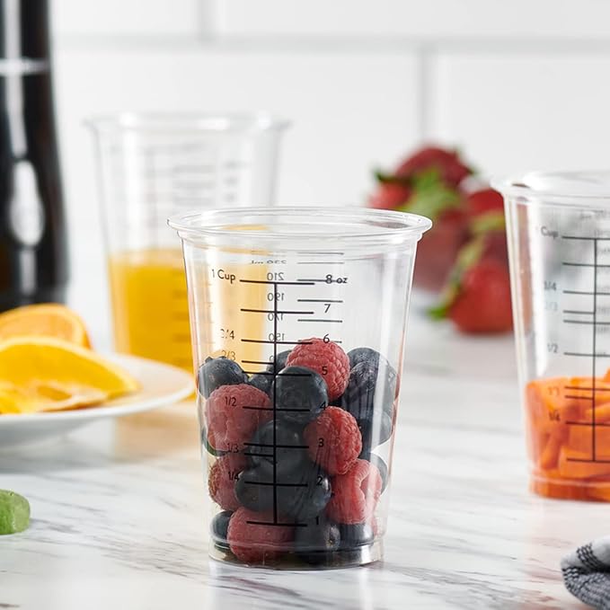 GUSTO 10 oz Clear Plastic Measuring Cups Disposable Multipurpose Cups - Image 6