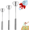 Semi-automatic Whisk, Stainless Steel Egg Beater, Hand Push Rotary Whisks Mixer by Jninexiu