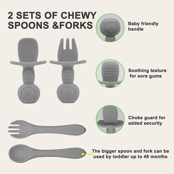 Silicone Baby Feeding Set | Baby Led Weaning Supplies Includes Suction Bowls - Image 7