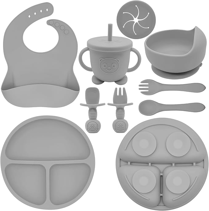 Silicone Baby Feeding Set | Baby Led Weaning Supplies Includes Suction Bowls by Munlinder