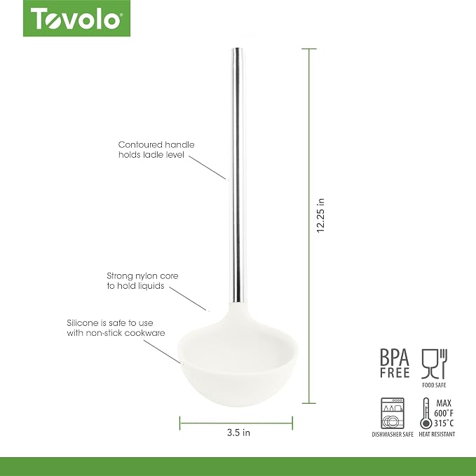 Tovolo Silicone Ladle With Stainless Steel Handle Deep Soup Ladle - Image 6