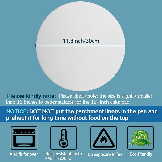 Baking Parchment Circles, 12 Inch Non Stick Baking Parchment Paper - Image 2