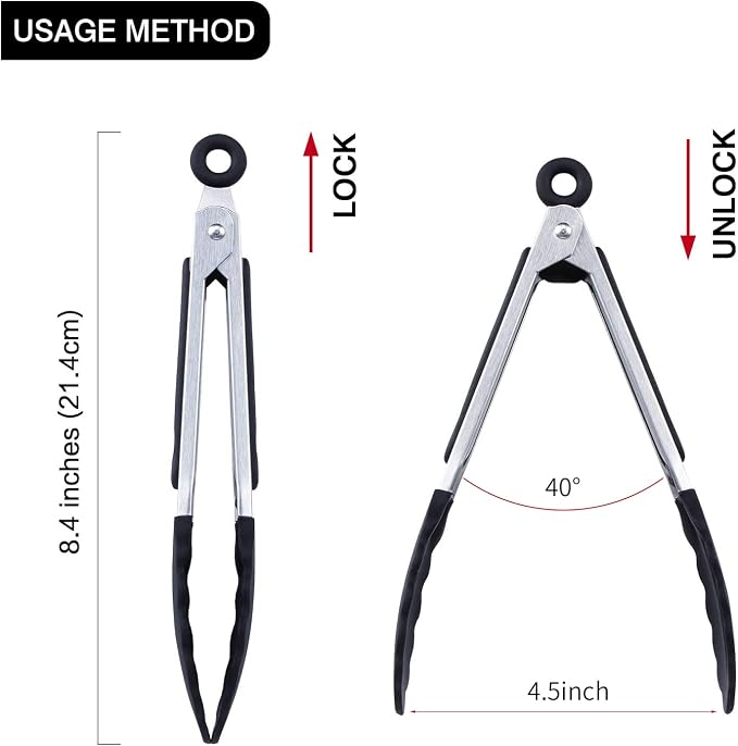 7 inch Cooking Tongs, MSY BIGSUNNY Set of 3 Mini Kitchen Tongs Silicone Serving - Image 2