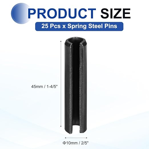 MECCANIXITY 25Pcs Slotted Split Roll Pins 2/5 Inch Dia. 1-4/5 Inch Length 65Mn - Image 2