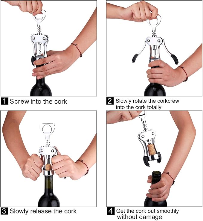 Foho Best Wing Corkscrew Wine Bottle Opener Luxury Waiter Corkscrew - Image 5