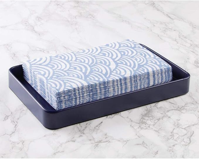 mDesign Modern Decorative Metal Guest Hand Towel Tray Holder Organizer - Image 2