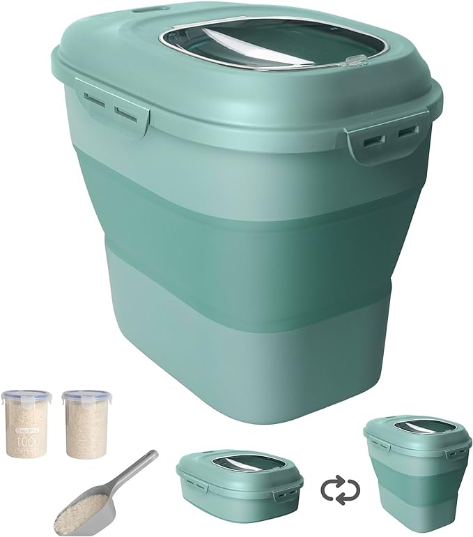 20-50 Lbs Food Storage Containers, Collapsible Rice Container by DDMOMMYCOLLAPSIBLEFOODSTORAGECONTAINERFAMILY