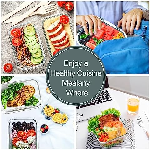 VERONES Glass Meal Prep Containers Set, 10 Pack, Grey