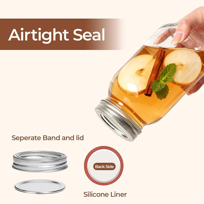 ComSaf 24 oz Mason Jars Regular Mouth 6 Pcs, Large Canning Jars - Image 3