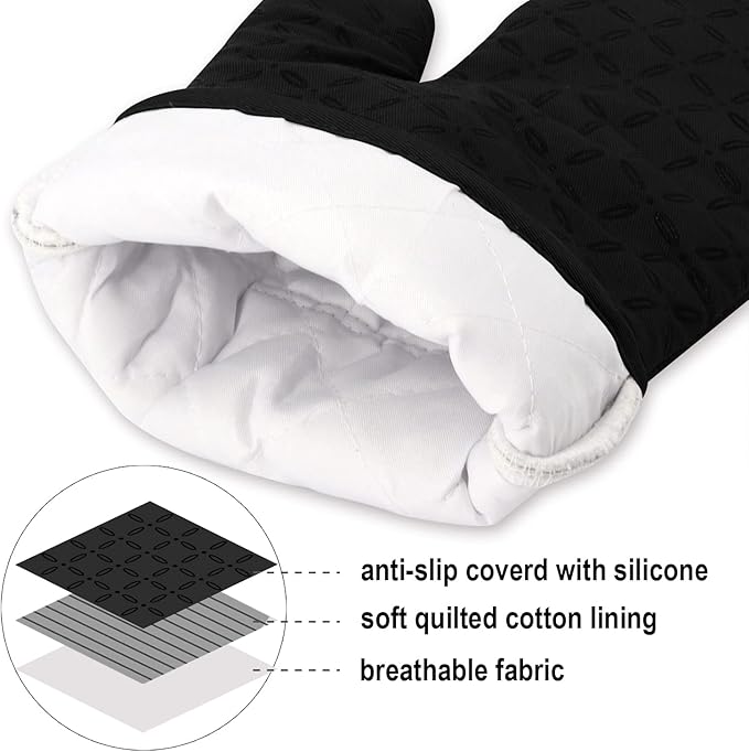 KEGOUU Oven Mitts and Pot Holders 6pcs Set, Kitchen Oven Glove High Heat - Image 3