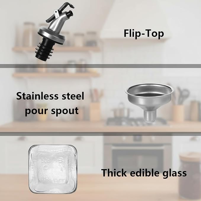 WERTIOO Olive Oil Dispenser Bottle, 1 Stainless Steel Funnel & 1 Pen and 8 Label - Image 4