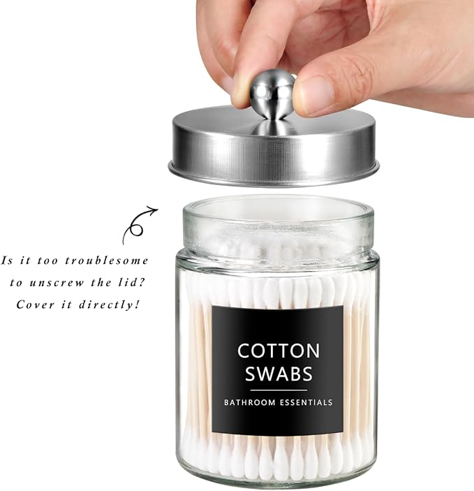 SheeChung 3-Pack Brushed Nickel Glass Apothecary Jars - Image 2
