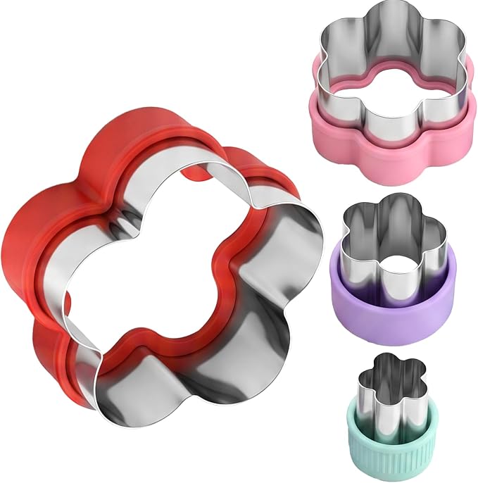 4 Pcs Flower Cookie Cutter Set, Stainless Steel Flower Biscuit Cutters by Unknown