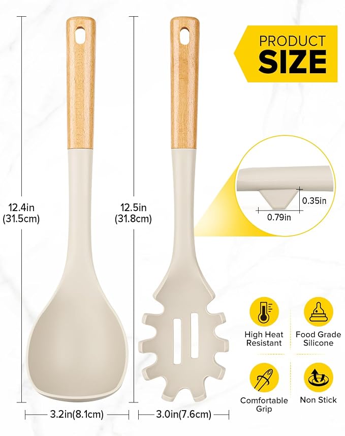 Silicone Soup Ladle and Spaghetti Spoon Set - Image 3