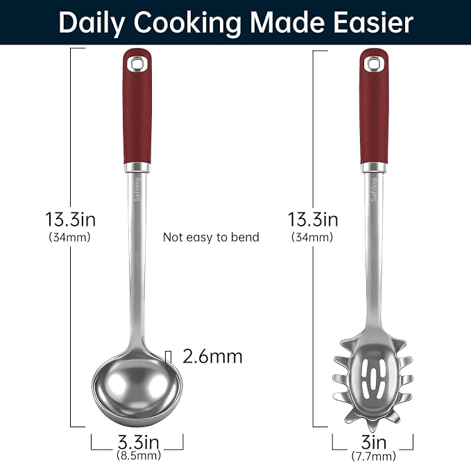 Safring Stainless Steel Soup Ladle and Spaghetti Spoon Set, Heat Resistant - Image 2