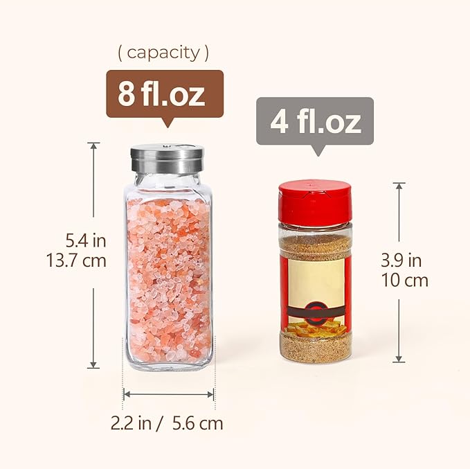 ComSaf Spice Jars with Shaker lids Adjustable, 8oz 6PCS，9 DIY Labels, Spice - Image 5