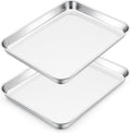 E-far Small Baking Sheet Set of 2, 10.5”x8.3” Stainless Steel Cookie Sheets Pans by E-far
