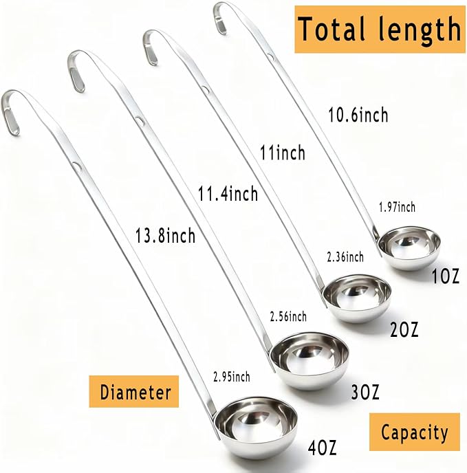 Markeny 4 Pieces Stainless Steel Soup Ladle Metal Handle Ladle - Image 2