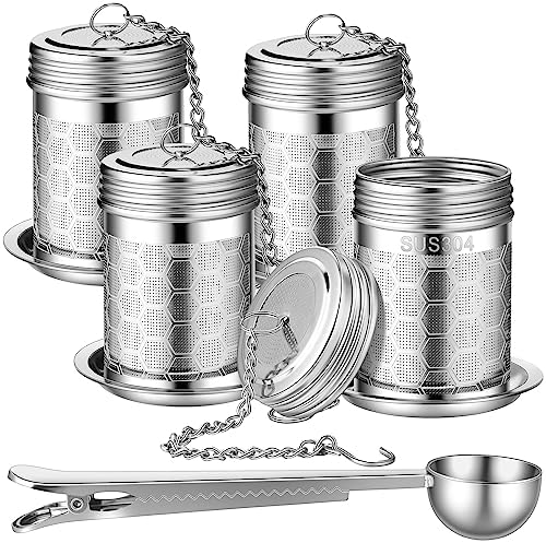 Umigy 4 Pcs Tea Infuser for Loose Tea Set Stainless Steel, Silver