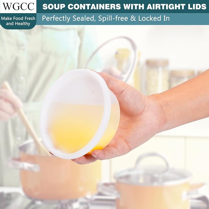 WGCC Deli Containers with Lids 8oz- Disposable Soup Containers with Lids 48 Sets - Image 3