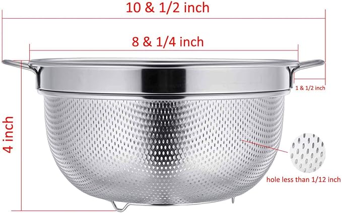 TeamFar Colander, 3qt Colander Strainer Stainless Steel, Solid Handle & - Image 2