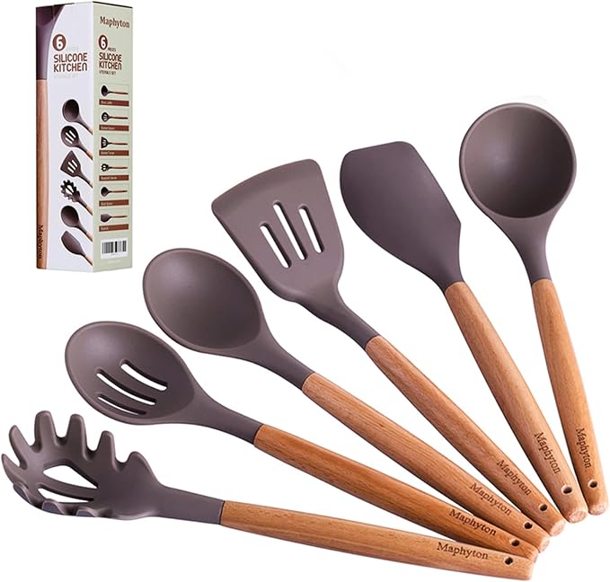 Mapthon Silicone Cooking Kitchen Utensils Set 6 PCS by Maphyton