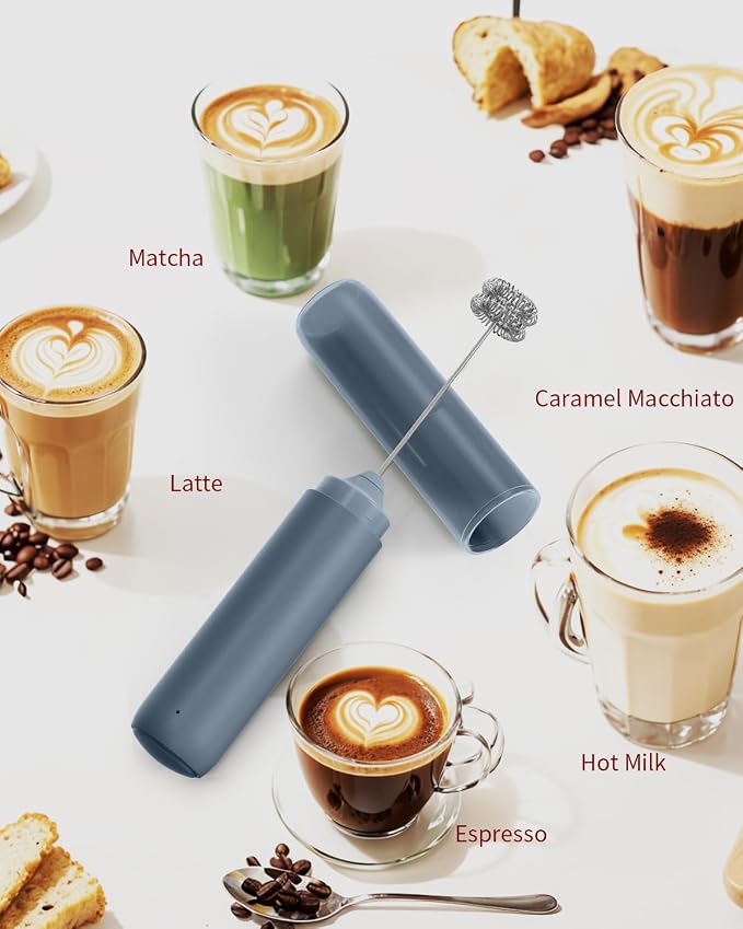 CIRCLE JOY Rechargeable Milk Frother Hanheld, Dual Ring Electric Coffee Frother - Image 8