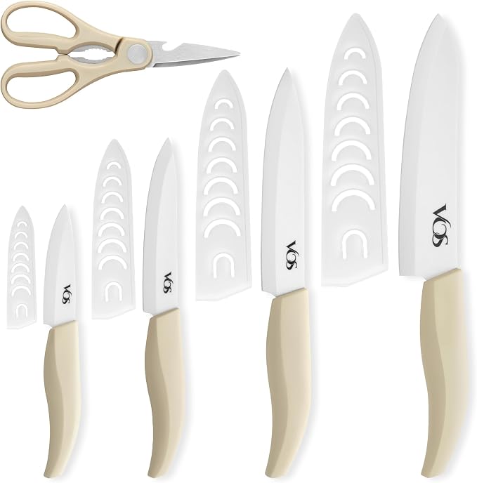 Vos ceramic knives set for kitchen in gift box, 5 ceramic knife by Vos