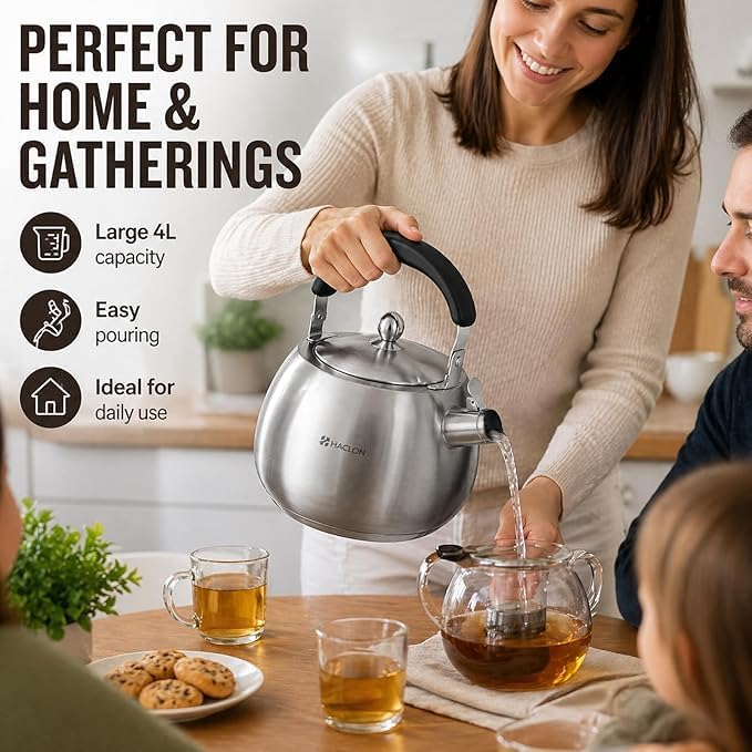 Stainless Steel Whistling Tea Kettle, 6.3QT