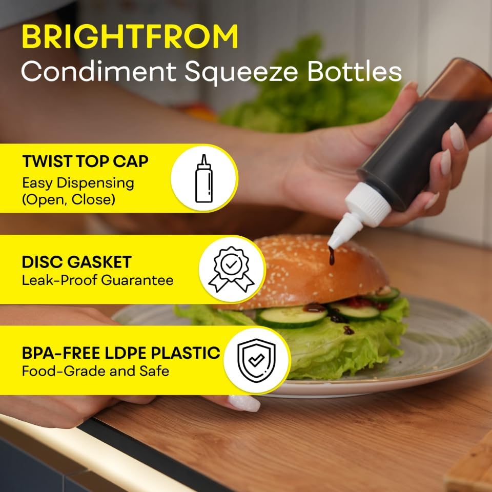 BRIGHTFROM Condiment Squeeze Bottles, 4 OZ Empty Squirt Bottle with