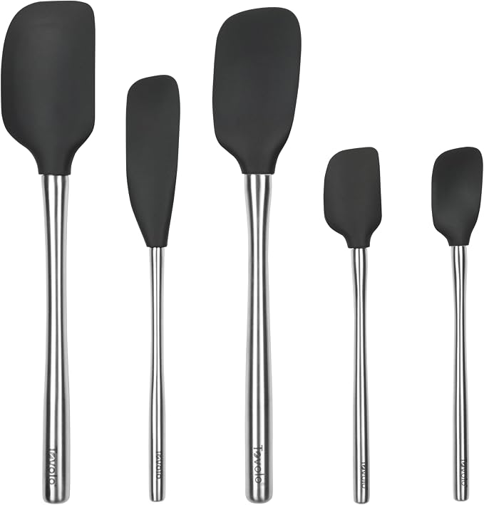 Tovolo Stainless Steel Handled Silicone Spatula Set of 5, Dishwasher Safe by Tovolo
