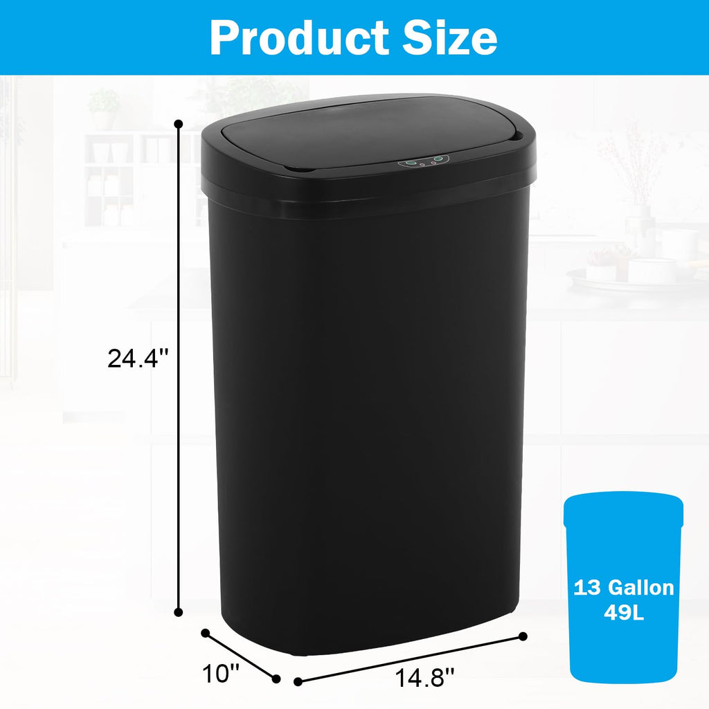 13 Gallons Trash Can with Lid Motion Sensor Garbage Can,Kitchen Trash