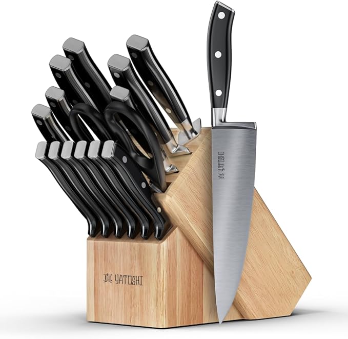 Yatoshi 15 Piece Black Knife Block Set by YatoshiKnives