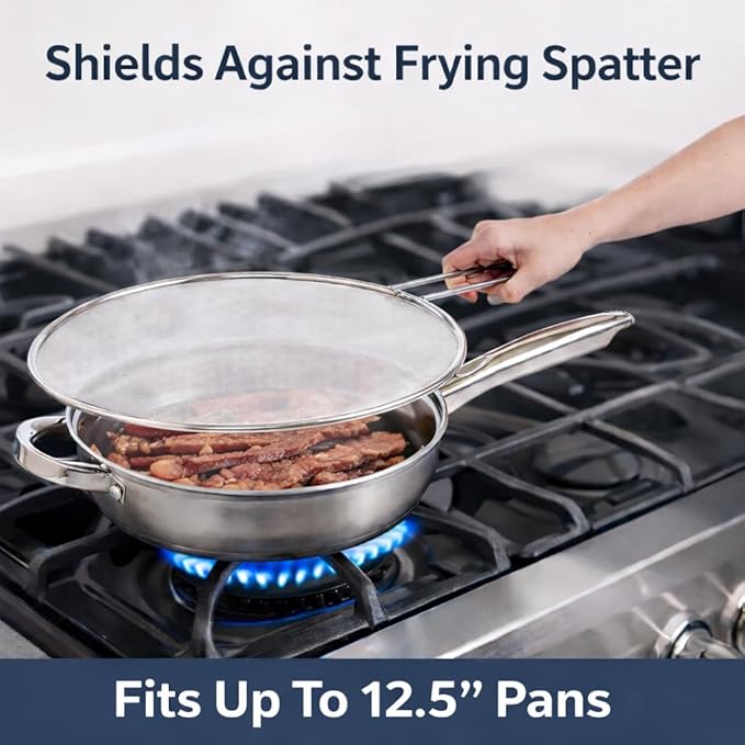 HIC Kitchen Splatter Screen, 18/8 Stainless Steel - Image 2