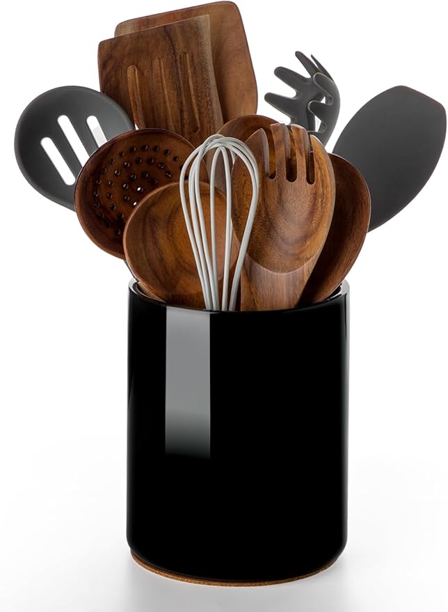 Nucookery Utensil Holder, 6.4" Ceramic Kitchen Utensil Holder by Nucookery