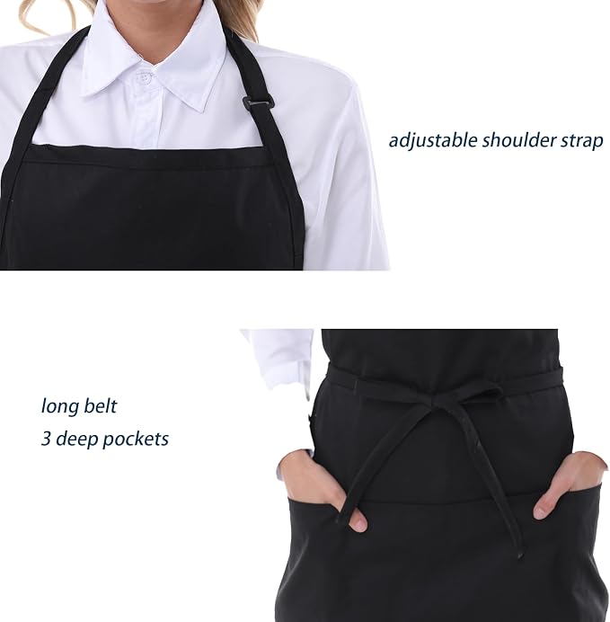 Aprons for Women with 3 Pockets, Server Apron, Aprons for Cooking, Chef Apron - Image 4