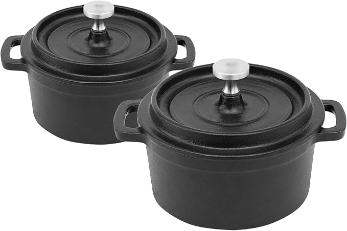 Flavehc Mini Cocotte 8 oz Pre-Seasoned Mini Dutch Oven 0.25 qt. Cast Iron by FLAVEHC