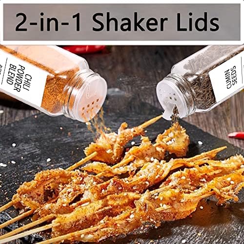 SWOMMOLY 24 Pcs Spice Jars with Labels, 4 oz Glass Jars with Bamboo