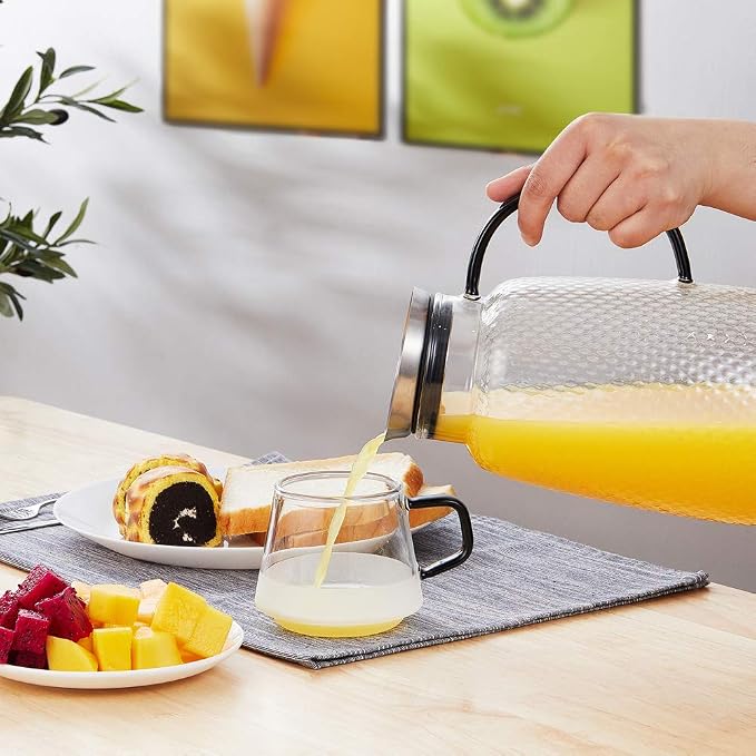 Purefold Pitcher with Lid, Glass Jug with Stainless Steel Lid - Image 7