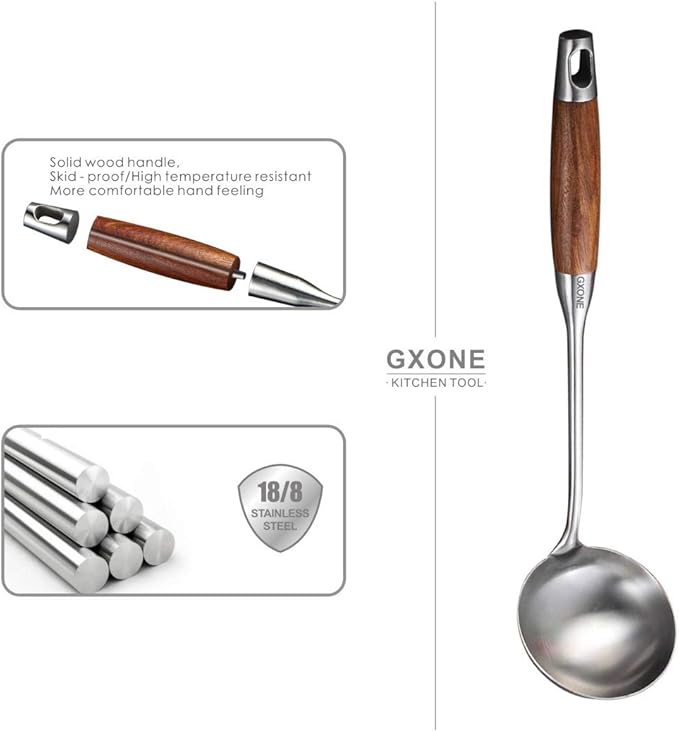 Soup Ladle, 304 Stainless Steel Cooking Ladle Spoon Wok Tools - Image 3