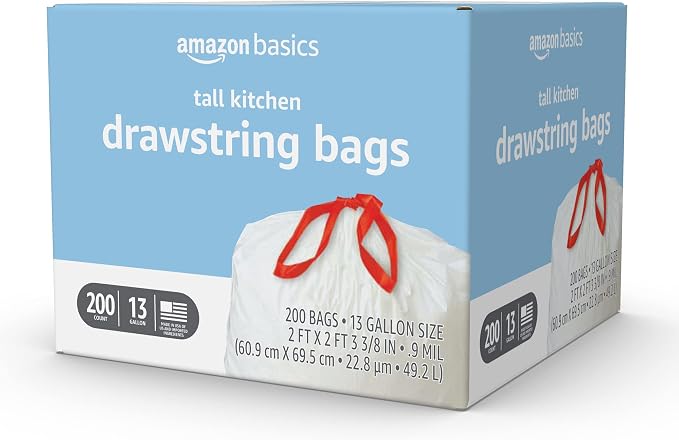Amazon Basics Scented Trash Bags, Tall Kitchen Drawstring, Clean Fresh Scent - Image 4