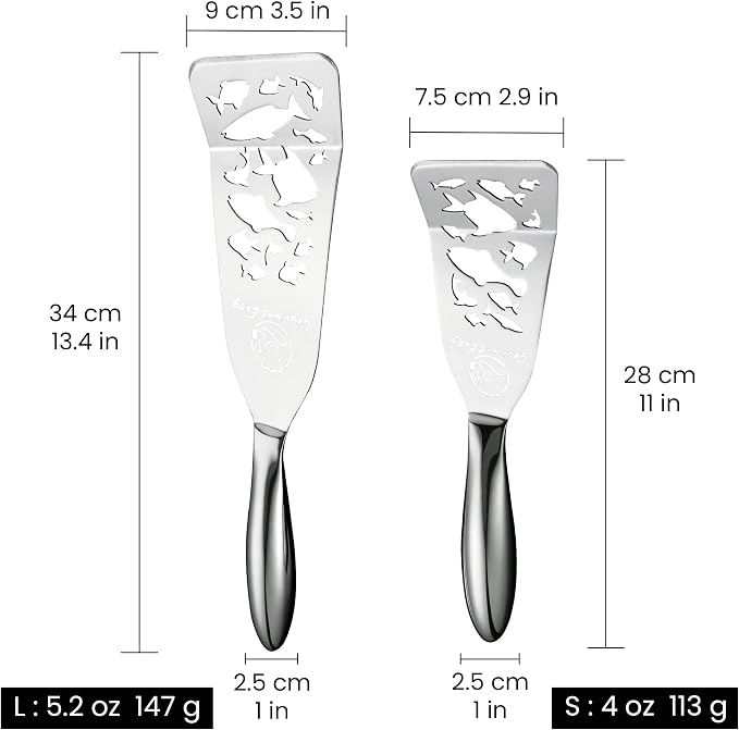 Stainless Steel Fish Spatula Set – Funky Fish Edition, 1 Large Fish Turner + 1 - Image 9