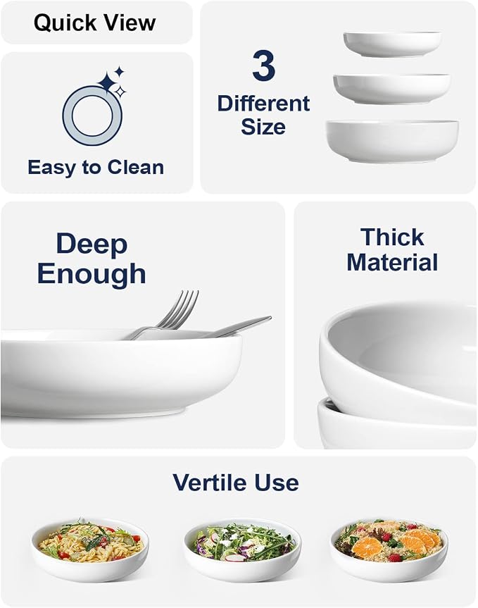 LE TAUCI Pasta Bowls 45 oz, Salad Bowls Set - Image 5