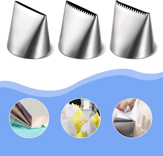 Ptwola 3 PCS Piping Tips Set Large Frosting Piping Kit Stainless Steel Cake - Image 4