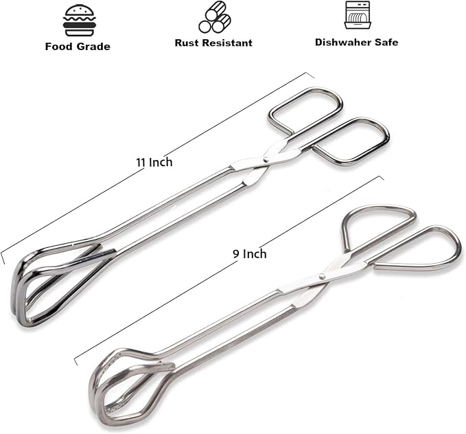 Hiash 9-Inch and 11-Inch Heavy Duty Stainless Steel Kitchen Tongs - Image 2