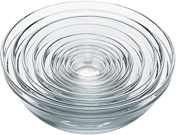 Duralex Le Gigogne Glass Mixing Bowl Set – 10-Piece Clear Stackable Prep Bowls - Image 2