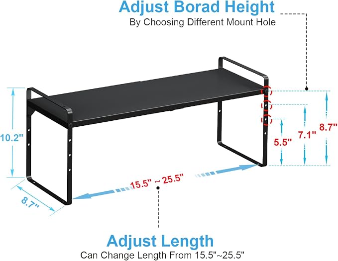 15.5 to 25.5 Inch Expandable Kitchen Cabinet Organizer Shelf, 2 Pack 30 LBS - Image 2
